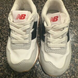 New Balance Kids White and Gray Sneakers
